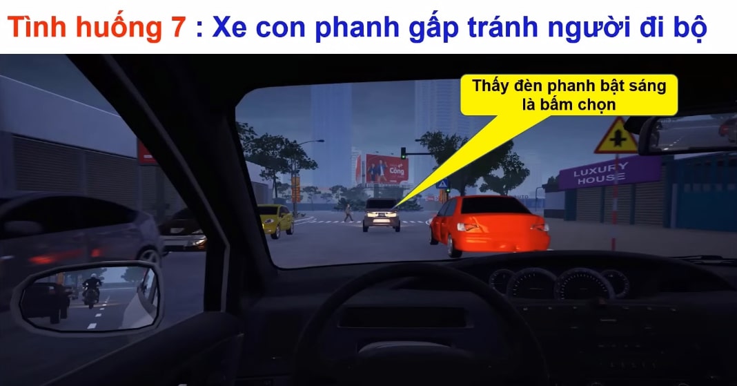 Mẹo thi mô phỏng nhận diện đèn phanh xe trước sáng để bấm phím Space đạt 5 điểm